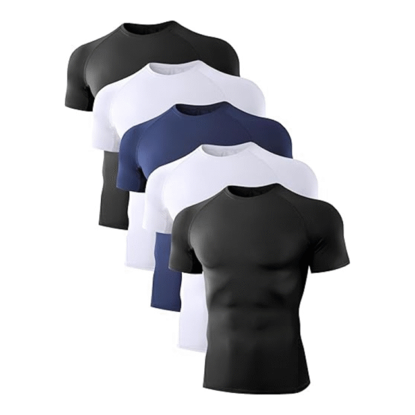 5 Pack Men’s Compression Shirts Short Sleeve Cool Dry Sports